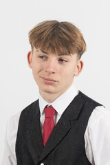 Teenage boy wearing a suit