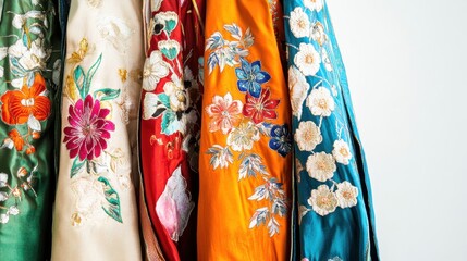 Vibrant Traditional Festival Robes with Floral Embroidery