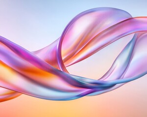 Abstract Pastel Swirls Iridescent Flowing Fabric Design Digital Art Background