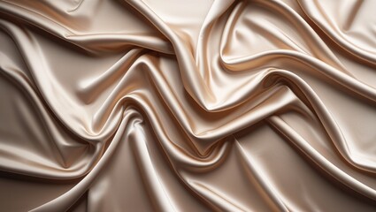 Obraz premium Phoenix 10 Elegant Beige and Cream Silk Satin Draped Fabric with Soft Light Reflection and Smooth Flow
