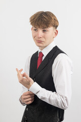 Teenage boy wearing a suit