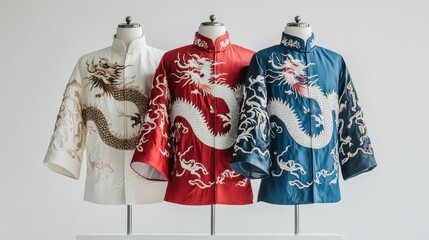 Obraz premium Traditional Dragon Embroidered Mens Tunics for Festivals