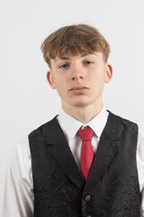 Teenage boy wearing a suit