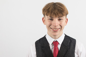 Teenage boy wearing a suit