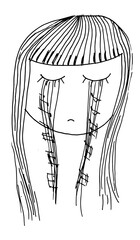 Girl crying music notes