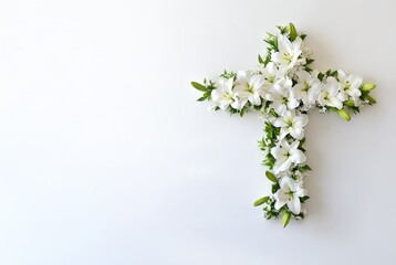 Cross made of flowers and baby's breath