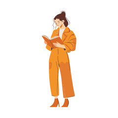 Elegant Silhouette Illustration Of A Woman Reading Book Vector Art