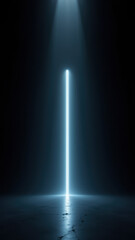 Futuristic AI environment with illuminated vertical bars and an ominous grey backdrop.