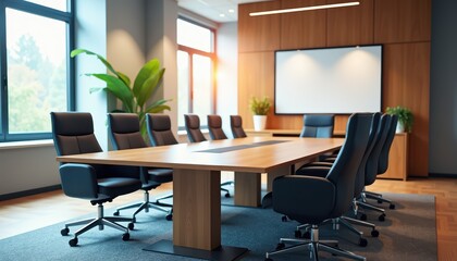 Stock photo captures a professional office space with a large conference table comfortable chairs and plenty of natural light pouring through the windows.