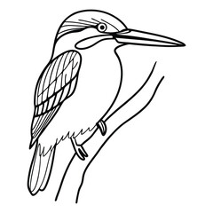 kingfisher sitting on a branch silhouette vector illustration design,
isolated on a white background, bird icon.
