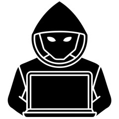 Anonymous Hacker Using Laptop Silhouette Stock Photo