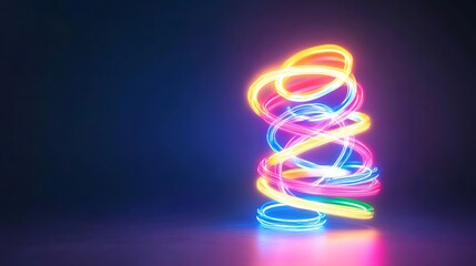 Abstract swirling neon light spiral artwork design