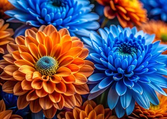 Vibrant Blue and Orange Flower Portrait Photography