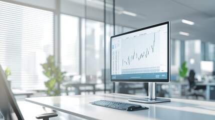 Cryptocurrency investment growth is displayed on a computer screen in a modern office, suggesting increasing profits and successful financial strategies in the digital asset market