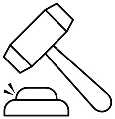Judge hammer vector icon. Auction hammer.  Gavel sign. Lawyer symbol. Mallet illustration. Auction bid icon isolated. law icon vector illustrator.