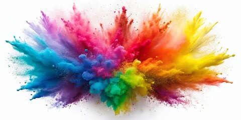 Fototapeta premium Vibrant Colorful Powder Explosion, Isolated White Background Stock Photo