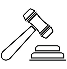 Judge hammer vector icon. Auction hammer.  Gavel sign. Lawyer symbol. Mallet illustration. Auction bid icon isolated. law icon vector illustrator.