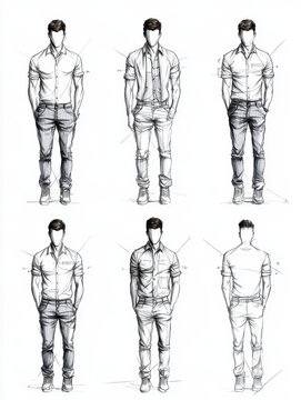 Male Fashion Sketch for Croquis and Design Practice