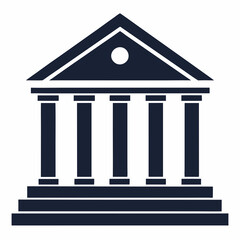 Bank Building Icon Silhouette Vector