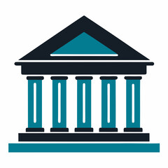Bank Building Icon Silhouette Vector