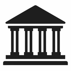 Bank Building Icon Silhouette Vector