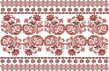 abstract seamless floral pattern with border design, featuring vintage botanical motifs and ethnic geometric patterns for fabric, textiles, wallpaper, and fashion pieces