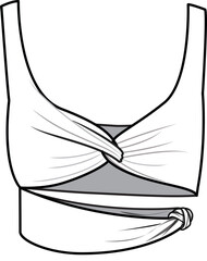 Tie detailed cutout bra flat sketch vector