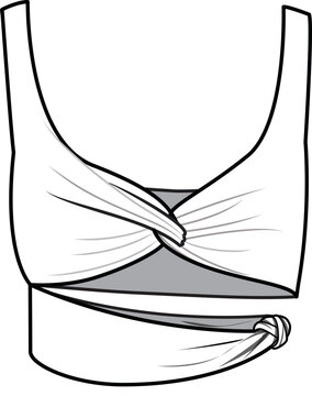 Tie detailed cutout bra flat sketch vector