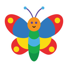 Colorful Plasticine Butterfly Vector Illustration for Kids - Cartoon Clipart & Line Art Design.eps
