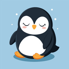 Naklejka premium Cute sleeping penguin vector cartoon illustration