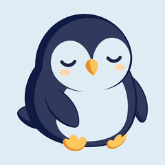 Naklejka premium Cute sleeping penguin vector cartoon illustration