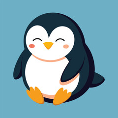 Fototapeta premium Cute sleeping penguin vector cartoon illustration