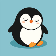 Fototapeta premium Cute sleeping penguin vector cartoon illustration
