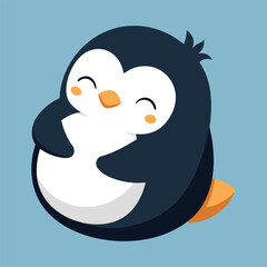 Obraz premium Cute sleeping penguin vector cartoon illustration