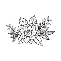 Fototapeta premium Floral bouquet illustration using clean line art