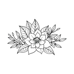 Beautiful botanical line art forming a bouquet