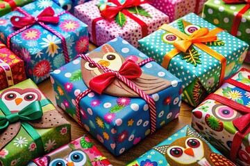 Charming Christmas gift, owl theme, aerial artistry.