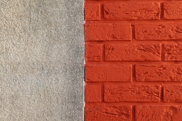Surface of street wall red brick and concrete