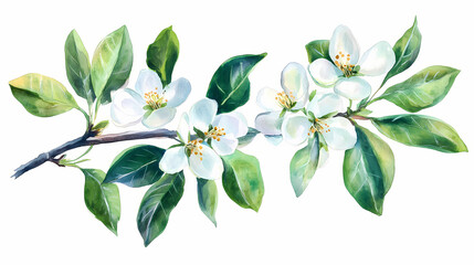 Obraz premium almond blossom branch leaves