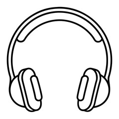 Minimalist Continuous Line Art of a Headphone with Ear Cups, Headband, and Cables in a Modern Audio Style