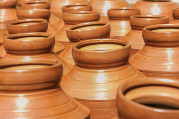 clay pots in the market, Earthen pots, handmade pots, artisan pots