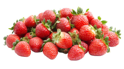 Pile of fresh strawberries isolated on transparent background