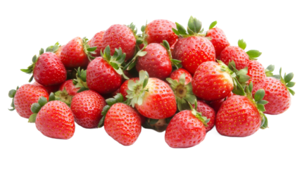 Pile of fresh strawberries isolated on transparent background