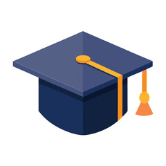 Graduation Cap 3D Vector Illustration - Cartoon, Clipart, and Line Art Design for Digital Graphics 1.eps