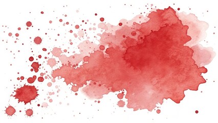Abstract red watercolor splash on white background. Texture paper.