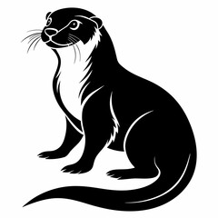 Otter vector silhouette black design white background