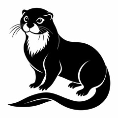 Otter vector silhouette black design white background