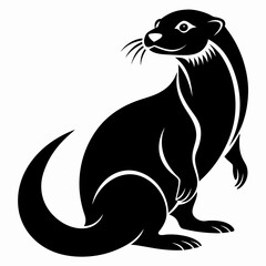 Otter vector silhouette black design white background