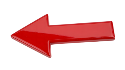 Red 3D arrow pointing upwards on a white background
