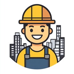 Happy Construction Worker in City Setting